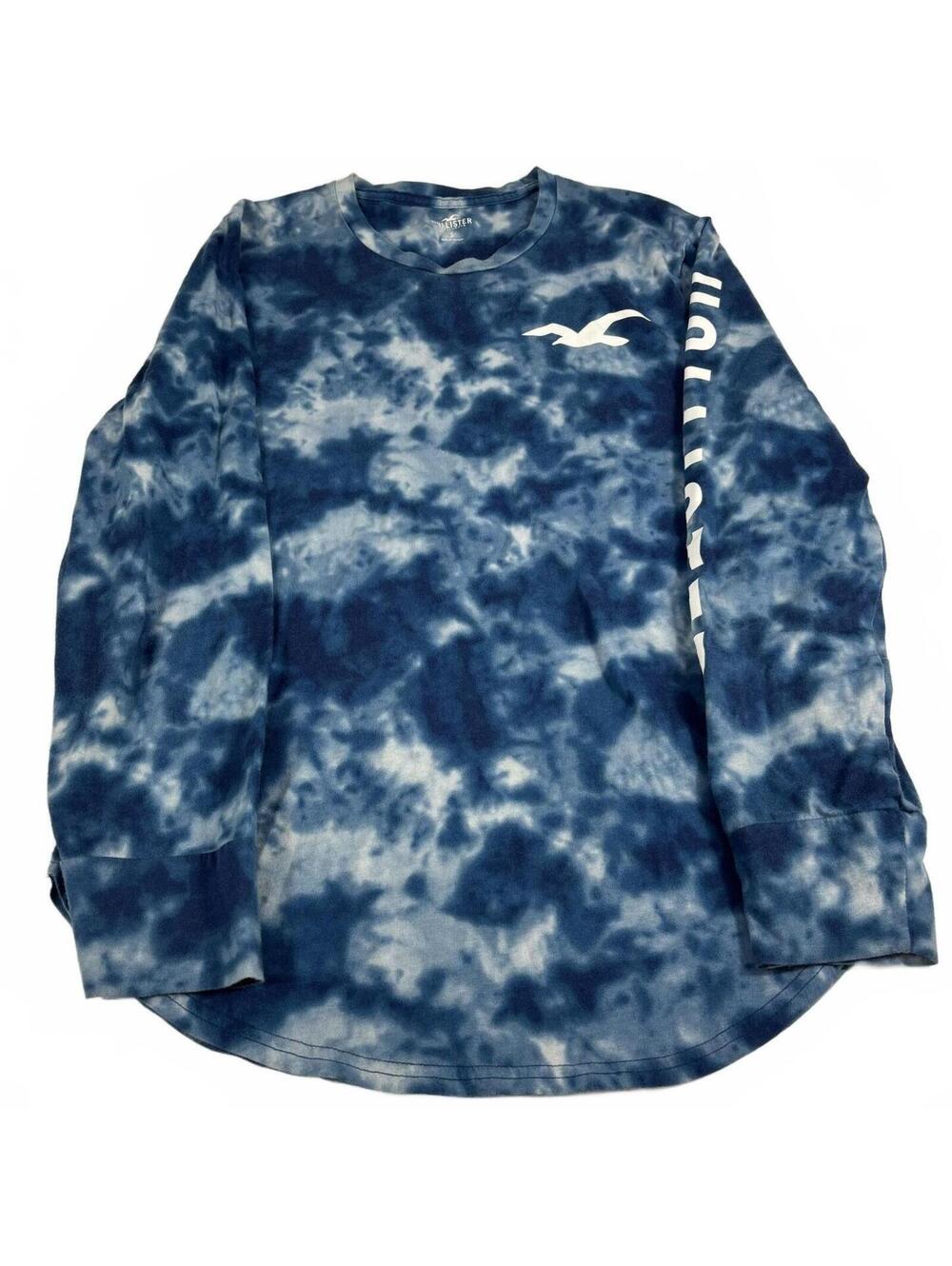 Hollister Co. Men's Blue Tie-Dye Long-Sleeve T-Shirt Size S